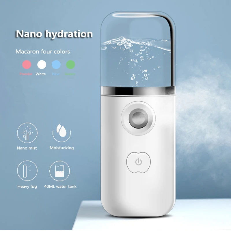 Portable USB Rechargeable Face Mist Nano Sprayer Facial Body Nebulizer Steamer Face Humidifier Instrument Spot Cleaner