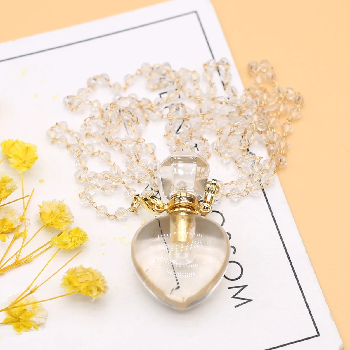 1pc Square Natural Stone Fluorite Perfume Bottle Pendants For Necklace Reiki Essential Oil Diffuser Bottle Charm Women Necklace