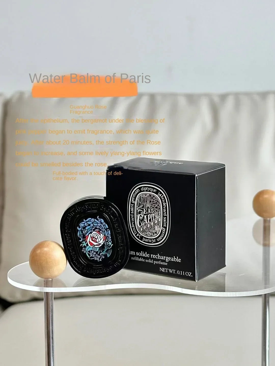 No.34 Fig Solid Perfume Luxury Aromatherapy Balm Iron Box The Water of Paris Rose Car Aroma Diffuser Portable Fragrance Gifts