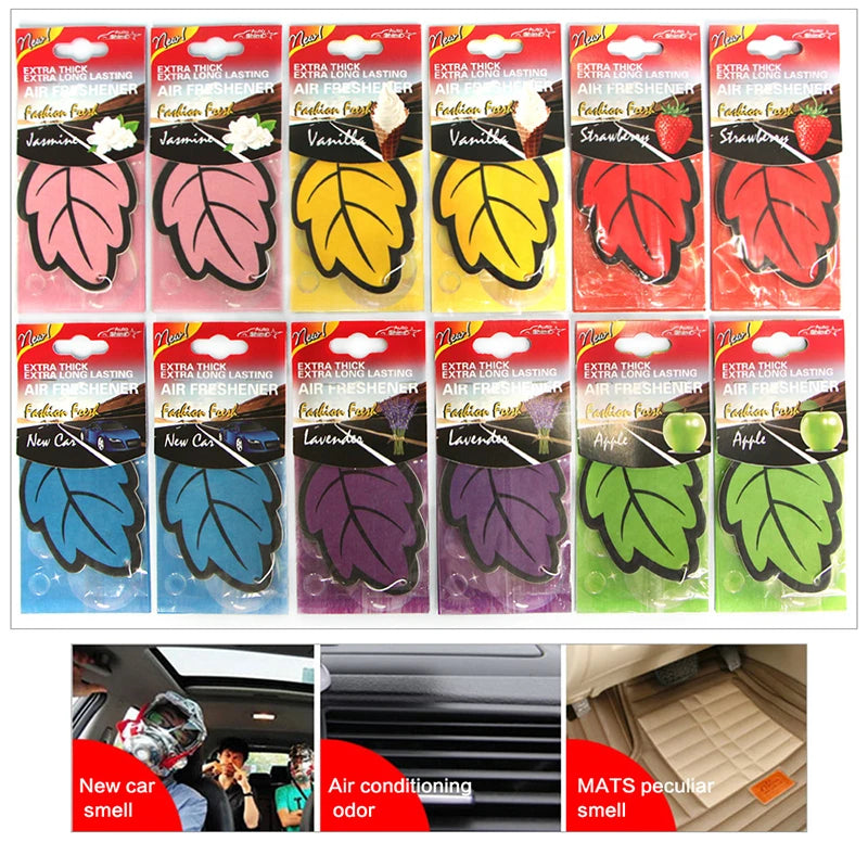 6PCS Car Air Freshener Natural Scented Tea Paper Auto Hanging Vanilla Perfume Fragrance Leaf Shape Car Accessories Interior