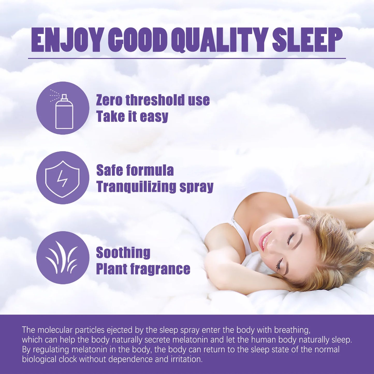 Lavender Sleep Spray 30ml Aromatherapy Deep Sleep Relieve fatigue anxiety Pillow Body Relax Mist Sleep Pillow For Room Spray