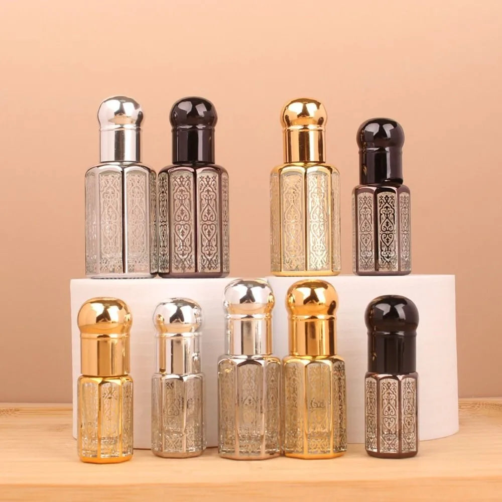 3/6/12ML Luxury Refillable Essential Oils Bottles Empty Perfume Bottle Portable Dropper Bottle Vintage Bronzing Liquid Container