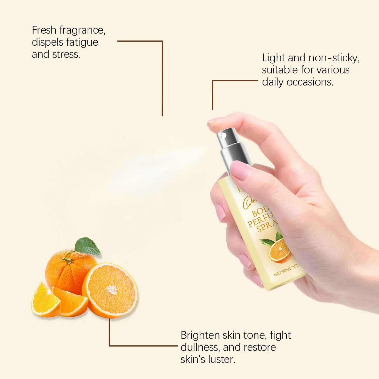 • EELHOE Orange Body Perfume Women Orange Fragrance Perfume Long Lasting Fresh Light Fragrance Pheromone Spray Scent Perfume 90ml