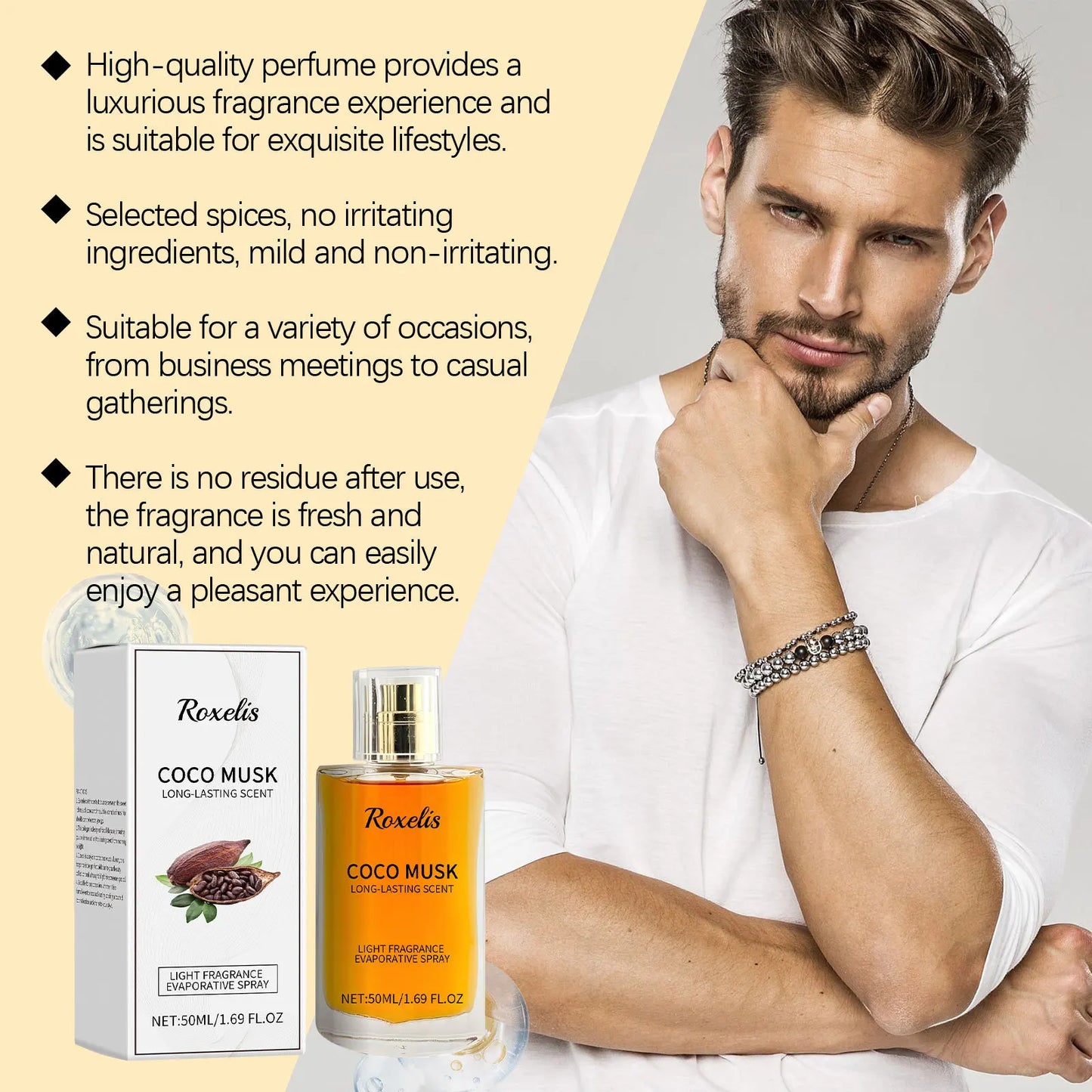 Men Cologne Lasting Perfume Light Fragrance Increase Attraction Confidence Attract Women Sandalwood Aroma Coffee Scent Perfume