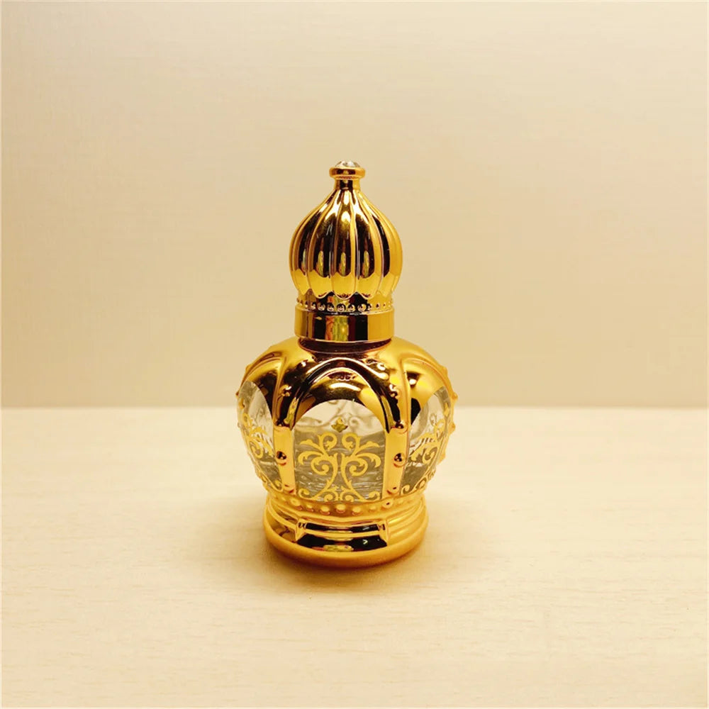 15ml Luxury Crown Shape Golden Perfume Bottles Mini Essential Oil Container Empty Roll-on Bottles Luxury Refillable Bottle