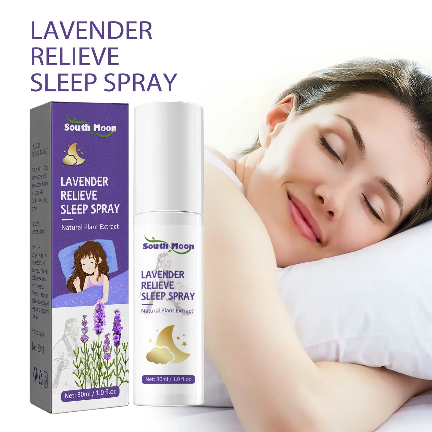 Lavender Sleep Spray 30ml Aromatherapy Deep Sleep Relieve fatigue anxiety Pillow Body Relax Mist Sleep Pillow For Room Spray