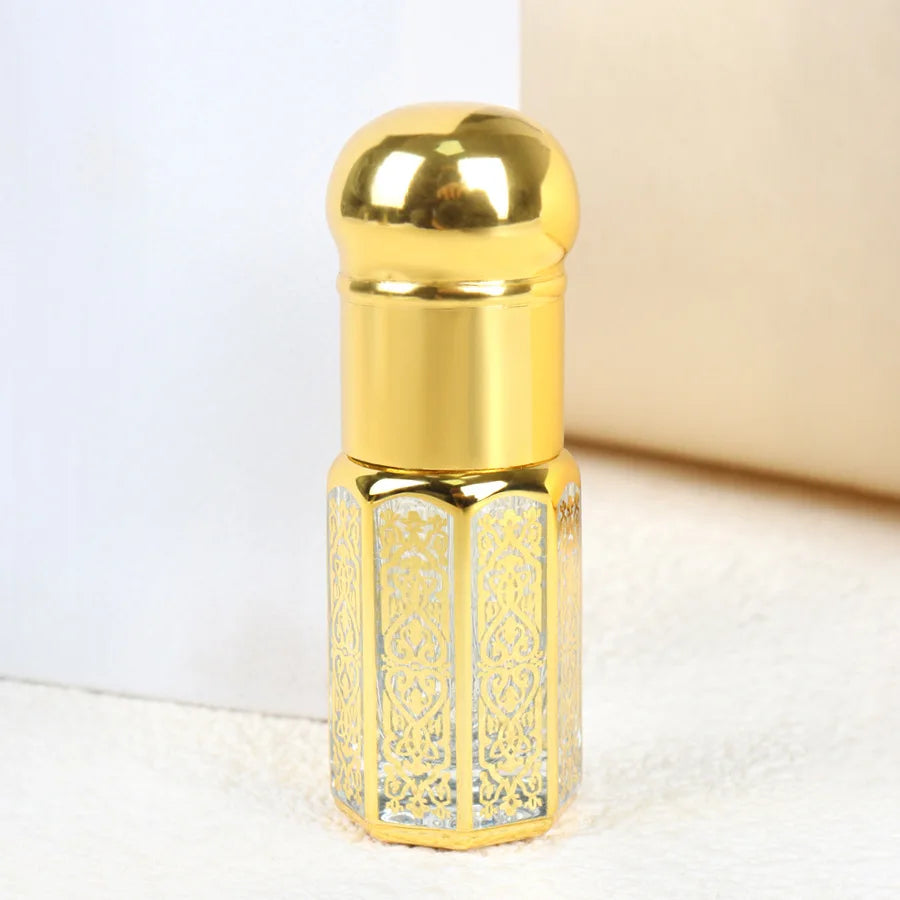 Perfume Bottles 3/6/12ML Portable Mini Gold Luxury Refillable Essential Oils Bottles Bronzing Liquid Containers Roll on Bottle