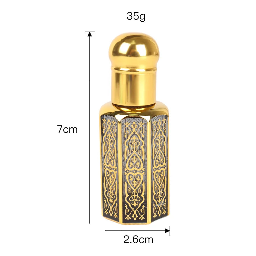 Perfume Bottles 3/6/12ML Portable Mini Gold Luxury Refillable Essential Oils Bottles Bronzing Liquid Containers Roll on Bottle