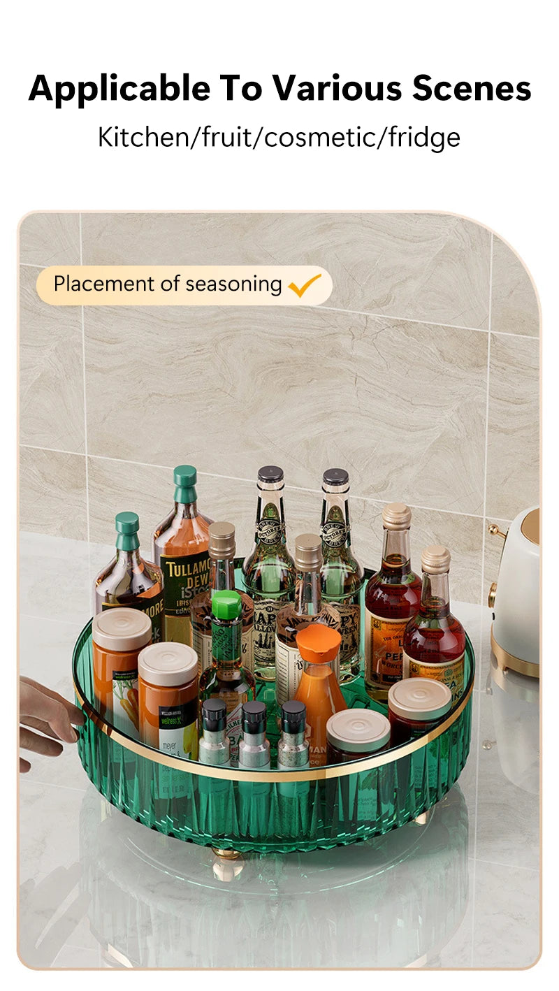 Rotating Cosmetic Organizer Light Luxury Perfume Skincare Organizer Transparent Makeup Storage Tray For Jewelry Aromatherapy