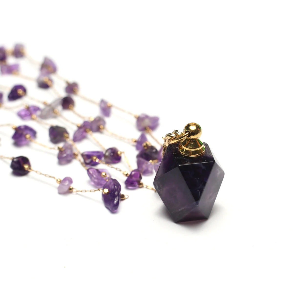 1pc Square Natural Stone Fluorite Perfume Bottle Pendants For Necklace Reiki Essential Oil Diffuser Bottle Charm Women Necklace