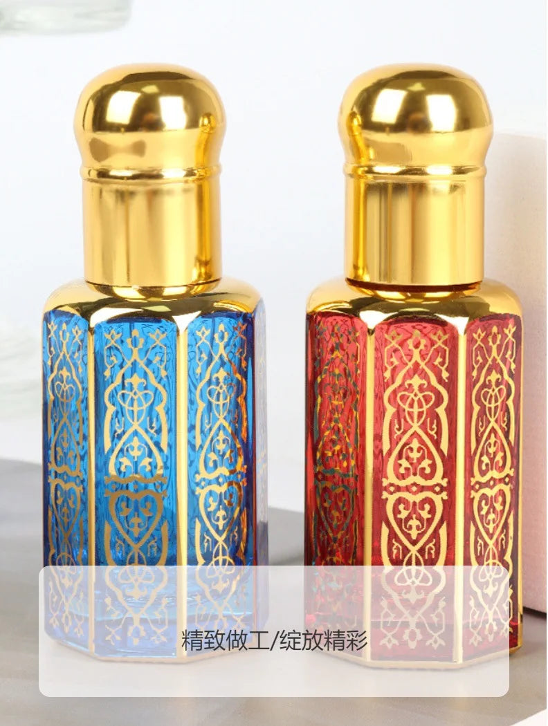 Perfume Bottles 3/6/12ML Portable Mini Gold Luxury Refillable Essential Oils Bottles Bronzing Liquid Containers Roll on Bottle