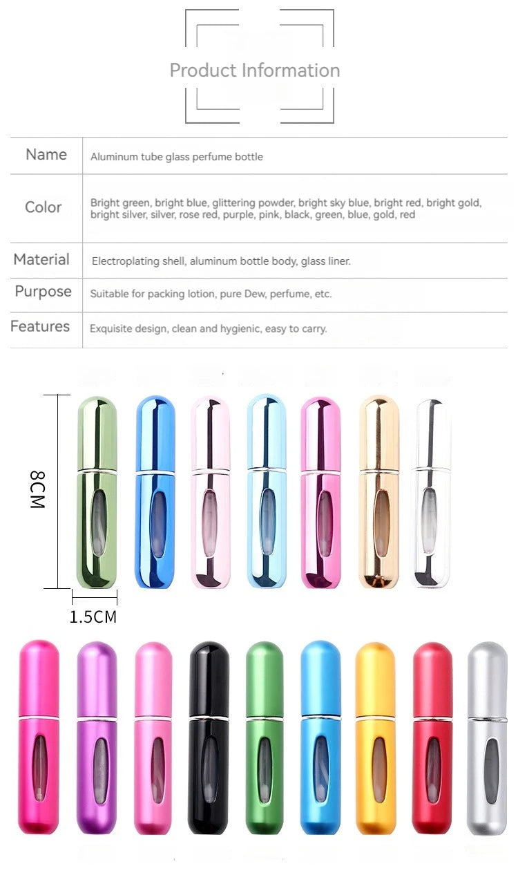 5/8ml Portable Perfume Atomizer Liquid Container For Cosmetics Mini Aluminum Spray Alcochol Empty Refillable Bottle