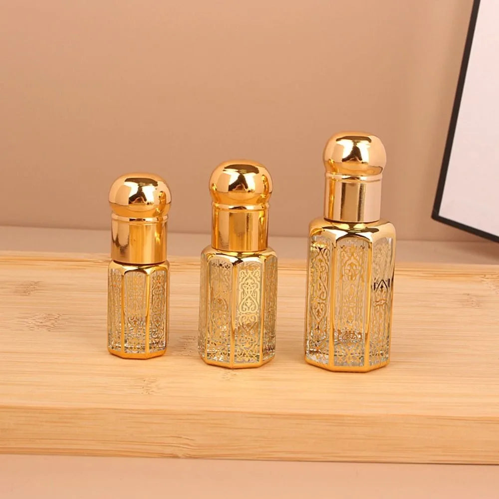 3/6/12ML Luxury Refillable Essential Oils Bottles Empty Perfume Bottle Portable Dropper Bottle Vintage Bronzing Liquid Container