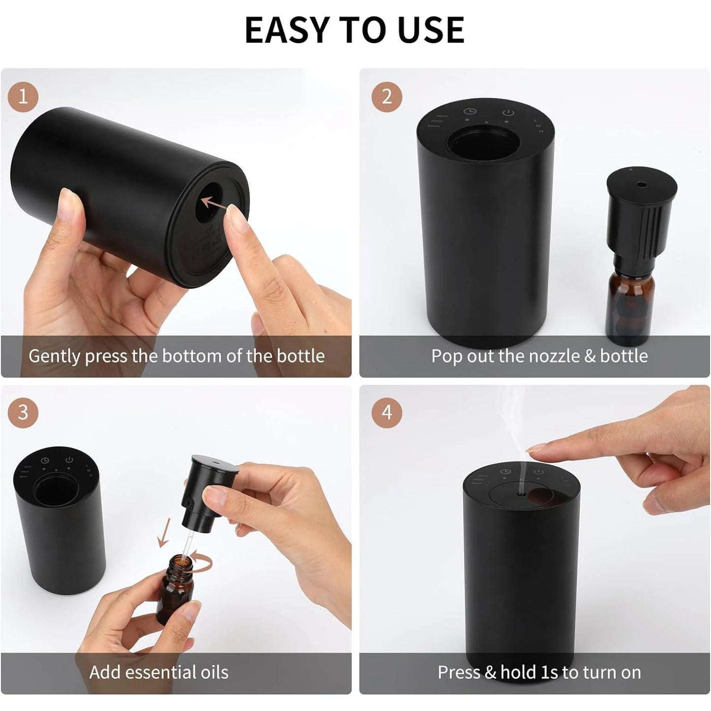 Luxury Car Aromatherapy Portable Metal Aroma Nebulizer Electric Perfume Smell Waterless Scent Essential Oil Diffuser Machine