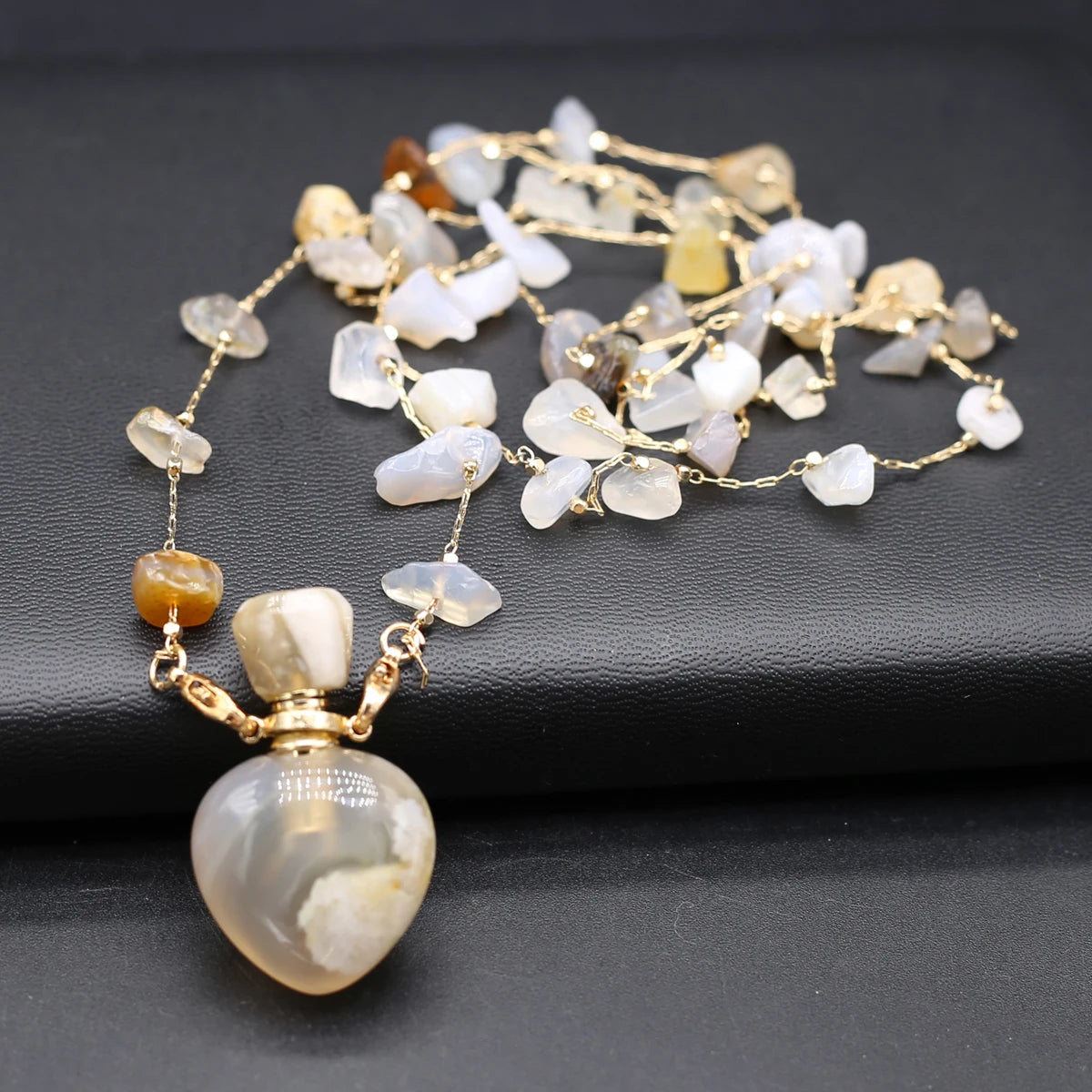 1pc Square Natural Stone Fluorite Perfume Bottle Pendants For Necklace Reiki Essential Oil Diffuser Bottle Charm Women Necklace