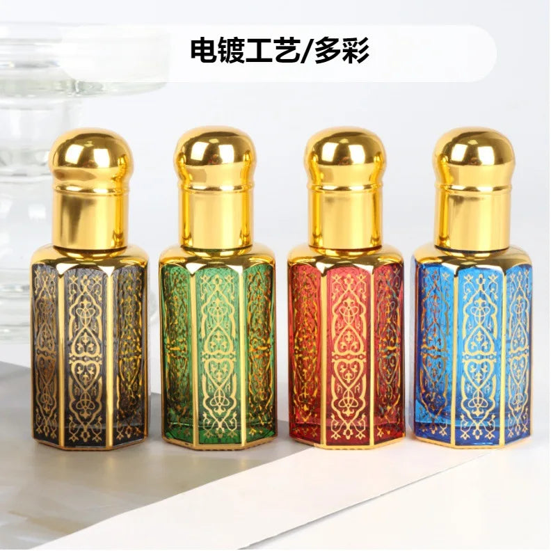 Perfume Bottles 3/6/12ML Portable Mini Gold Luxury Refillable Essential Oils Bottles Bronzing Liquid Containers Roll on Bottle