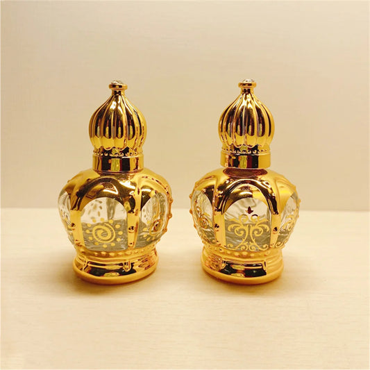 15ml Luxury Crown Shape Golden Perfume Bottles Mini Essential Oil Container Empty Roll-on Bottles Luxury Refillable Bottle