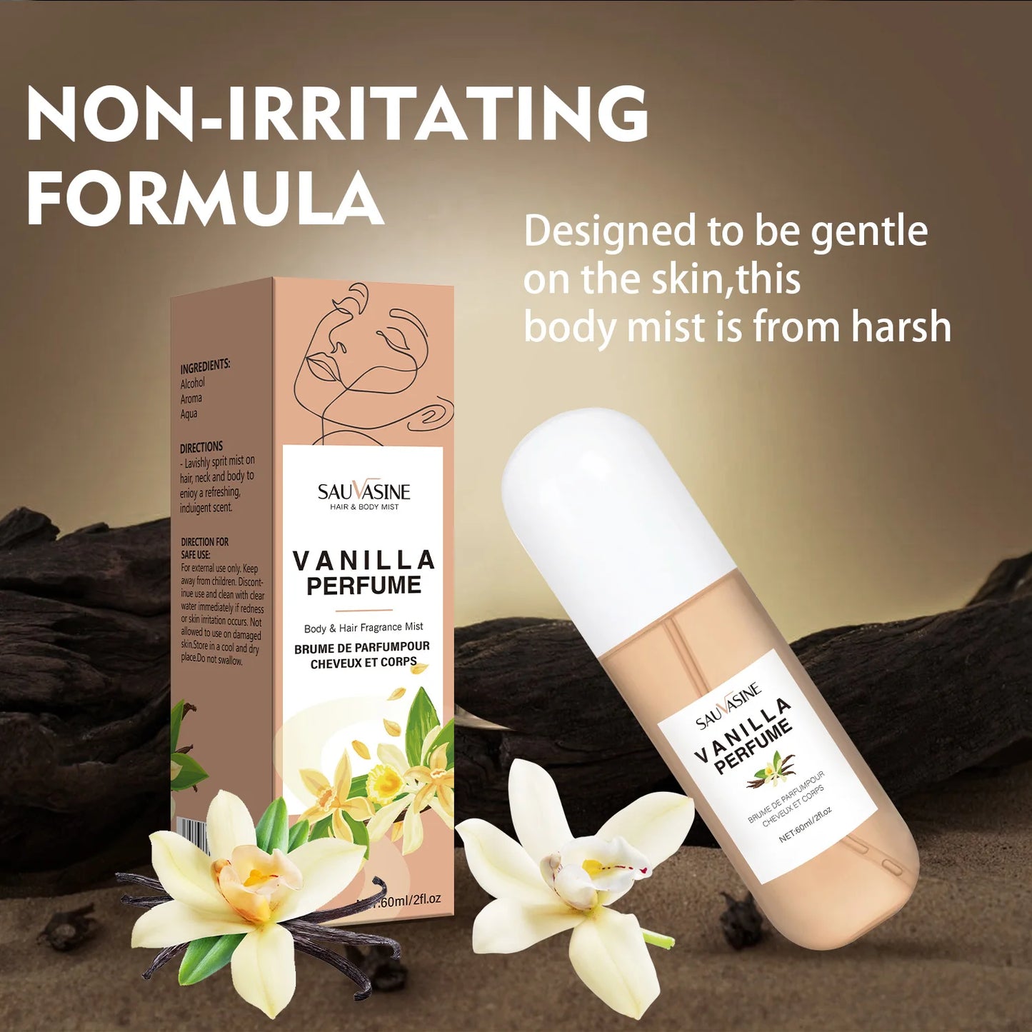 Vanilla Skin Body Mist Vanilla Skin Perfume Hair and Body Mist for Women & Men Long-Lasting Fragrance Body Spray(2.03Fl Oz)